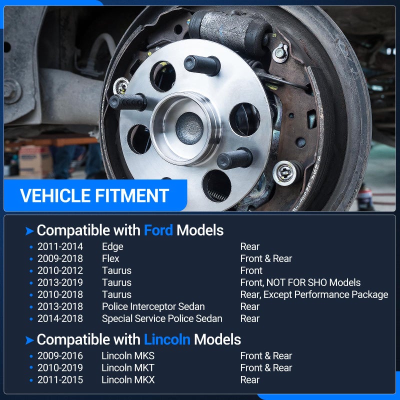 Autoround أوتوروند 513275 مجموعة محمل محور العجلة الأمامية/الخلفية المتوافقة مع فورد إيدج 2011-2014/فليكس 2009-2018/تاوروس 2010-2019، لينكولن MKS 2009-2016/MKT 2010-2019/MKX 2011-2015، 5 لاغز مع ABS - Image 2